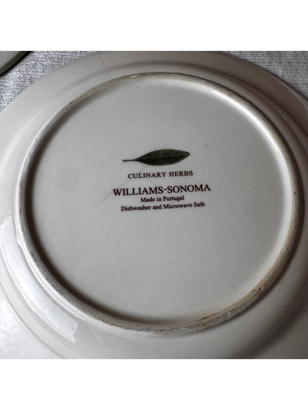 Vintage Williams Sonoma Culinary Herbs Plates Set Of 2 Thyme Borage 9 Inch - Picture 6 of 8